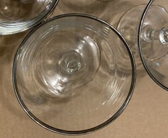 Vintage Silver/Platinum Rimmed Dessert / Champagne Goblet Stemware France, Set 7