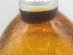 Pair Amber Bubble Hand Blown Glass 7.75″ Water Goblets Vintage