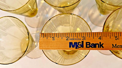 12 Antique Yellow Topaz Depression Glass Wine Stems Art Deco Etched Pattern