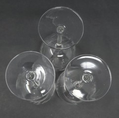Set Of 6 Vintage Gray Cut Etched Crystal Wine Glasses With Floral Design