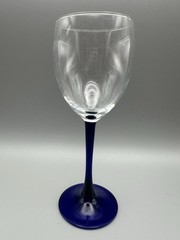 Cristal D’Arques-Durand NEPTUNE Blown Glass Blue Stem Foot CLARET WINE GLASS