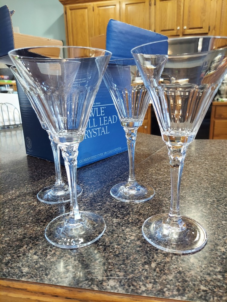 Set of 4 Crystal Wine Glasses Stemware – Towle Reflections Austria New In Box