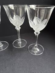 4 Vtg Cristal D’Arques Durand FLORENCE Crystal Frosted Tulip Wine Glasses France