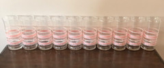 10 Libbey Pink White Sponge Bands Tumblers Lot Vintage Clear Drinking Glasses