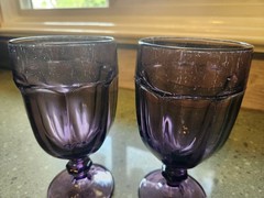 2 VTG Libbey Duratuff Gibraltar Amethyst Purple Water Glass 7″ Goblets Gibraltar