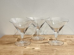 Vtg Hoya Japan 5” Tall Desire Crystal Collectible Martini Cocktail Glasses Set 3