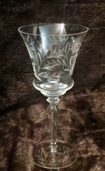 🥂VTG. XL Wine Water Cocktail Glass w/Etched Base Bulbous Stem 🍷