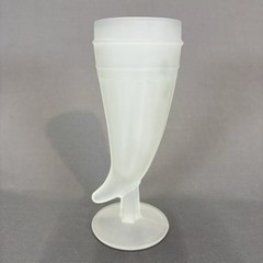 Tiara Indiana Glass Frosted Powder Horn Pilsner Beer Mug 8 1/4″ Set of 4