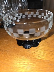 Vintage 6 Pc 1930s Weston Lilly Pad Foot Black Checkered Goblets Sherbet Lot