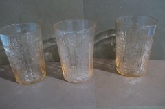 3 Vtg Federal Glass Pink Depression Glass Tumblers: «Sharon Cabbage Rose»: 4″