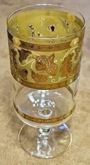 14 Available Cera MCM 6.5″ Stem Glass 22K Gold Gilt Oak Leaf Acorn Barware VTG