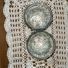 2 Anchor Hocking Tumbler Drinking Glasses 8 Panel Heavy Thick Rim 3 3/4” T x 3.5