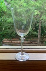 BEAUTIFUL TALL CRYSTAL WINE GOBLET FLARED BOWL 2 WAFER STEM 9” NEAR PERFECT COND