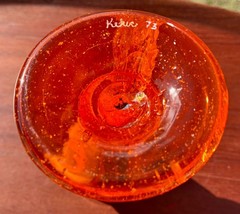 Signed Tom Kekic Art Glass Orange Goblet Silver Overlay, 1973 American Glass Now