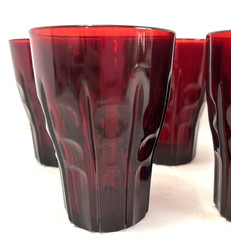 7 Vintage Anchor Hocking High Point Royal Ruby Red Glass Tumblers 4 1/4″ 1940s
