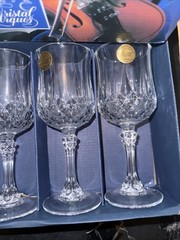 Vintage LONGCHAMP 4 Cristal D’Arques France 24% Lead Crystal Glasses 8 1/2 oz