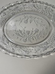 Fostoria Etched Crystal Serving Set 3pc – 2 Oval Platters 12×9 + Handled Tray