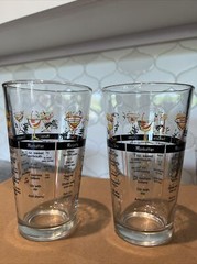 Libbey Vintage Cocktail Alcohol Mixed Drink Recipe Pint Glass Bar Ware Set Of 2