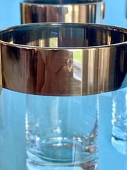 Vintage MCM High Ball Glasses with Wide Silver Tone/Platinum? Rim