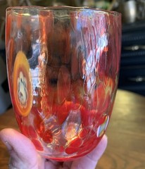 3 HAND BLOWN Murano Style Tumbler Glasses Contemporary Millefiori Design