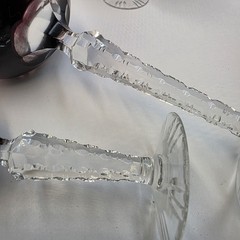 VTG Ruby Cut To Clear Crystal Decanter Wine Cordial Glass Set Bohemian Style MCM