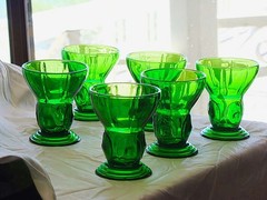 MOONDROPS New Martinsville EVERGREEN SIX 5oz Matching JUICE TUMBLER SET