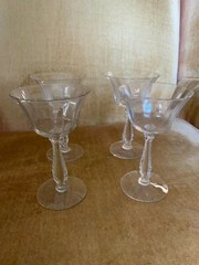 Set of 4 Fostoria SILVER FLUTES 5 1/8″ Liquor Cocktail Glasses Excellent Cond.
