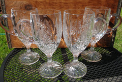 Mikasa Christmas Tree~4~Crystal Footed&Handle 8 Oz. Irish Coffee /Eggnog Glasses