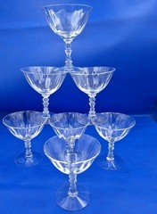 Fosteria Crystal Greenbrier Stem Optic Clear US 3/8″h Low Sherbets Set Of 7