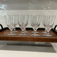 Duncan Miller Teardrop Wine Glasses Clear Vintage Elegant Stemware Set of 8