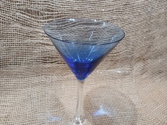 Vtg Translucent Cobalt Blue Clear Stemmed Martini/ Cocktail Glass