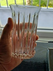 Set of (2) Fostoria Monarch Clear Crystal Heavy 5.5″ Highball Glass Tumblers.