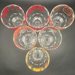 Bartlett Collins 6pc Pokee Peace•Keep On Truckin•Happy Face Goblets c1970s USA