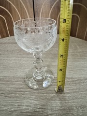 Vintage Etched Glass Cordial Glass Set Of 3 Liqueur Glasses