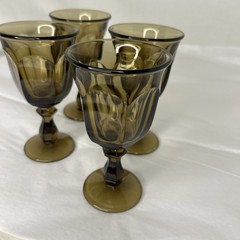 4 Vintage Imperial Old Williamsburg Smoke Brown Water/Juice Goblets