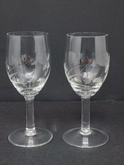 Set Of 2 Vintage Etched Floral Cordial Glasses 4½» Tall Four Petal Dogwood Blown