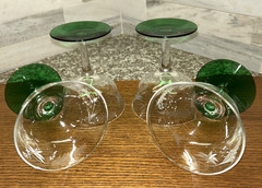 Vintage Weston Louie Depression Green Footed Cocktail Glass. Set of 4