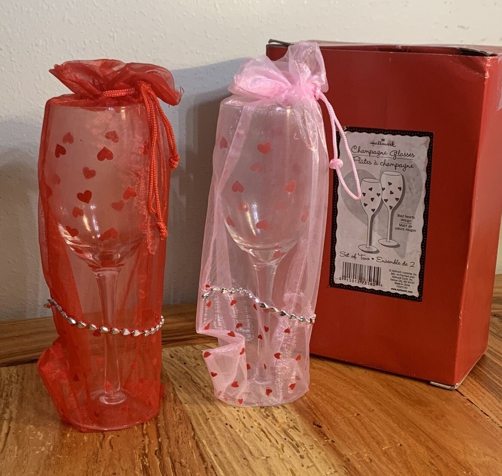 Hallmark Red Hearts Champagne Flutes in Decorative Sheaths
