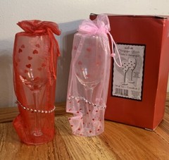 Hallmark Red Hearts Champagne Flutes in Decorative Sheaths