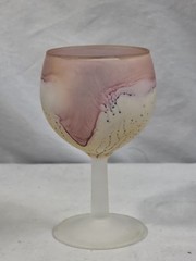 4 Vtg Reuven Art Nouveau Frosted Satin Hand Blown/Painted Cordial Wine Glass B