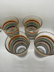 Vintage MCM Libbey Mambo Striped Fiesta 16oz Drinking Glasses – Set of 4