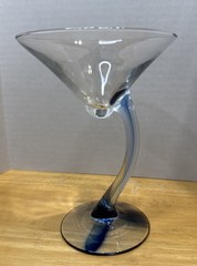 Libbey Bravura Swerve Martini Glass 6.5 In. With Blue Unique Swirl Base