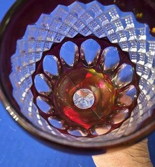 Westmoreland Wakefield Ruby Red Flashed Glass Goblet 6.5″ ARTIST SIGNED