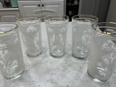 Vintage Hazel Atlas Hazelware White Wheat Cameo Glassware Set of 8