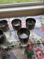 Vintage Dorothy Thorpe Silver Fade Highball Glasses —Set of 6 etched floral