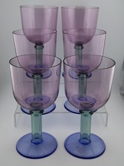 Vintage PrecisionCraft Acrylic Tri-Color Goblet Stemmed Glasses Rare Set Of 6