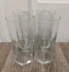 Crisa Set of 4 Panel Glass Flat Bottom Tumblers 6 1/8″