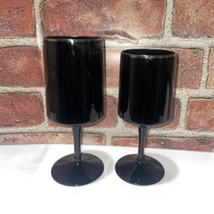 Vintage! Lot Of 2! Lenox Venture Black W Platinum Trim Water Goblet & Wine Glass