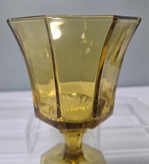 ~3~ Vintage Independence Octagonal Yellow Footed Water Wine Glass Goblets 6″