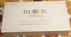 New BLOCK Crystal Mouth Blown Kaleidoscope Cordials Set of 6 Hand Cut & Polished